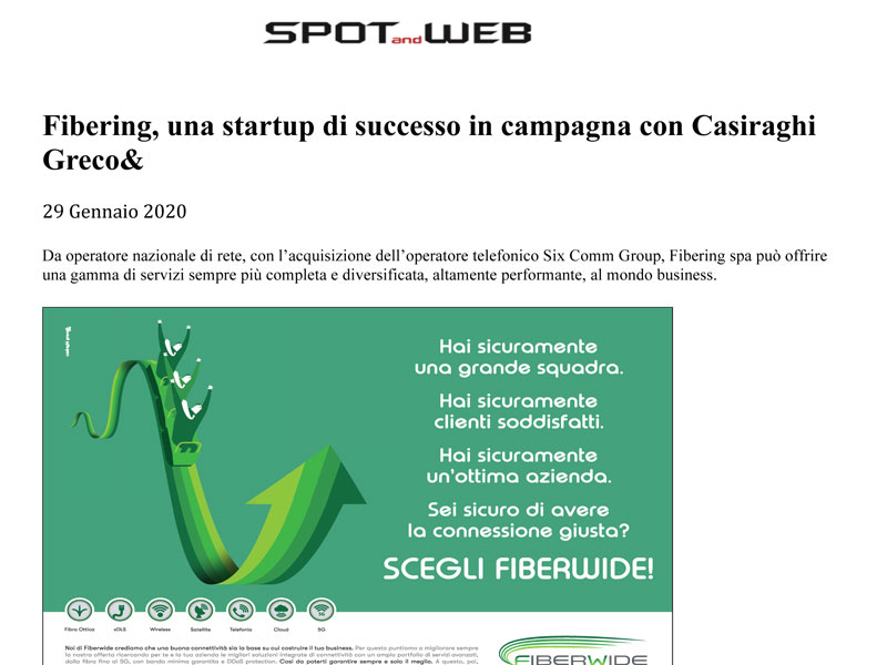 FIBERING, UNA STARTUP DI SUCCESSO IN CAMPAGNA CON CASIRAGHI GRECO&